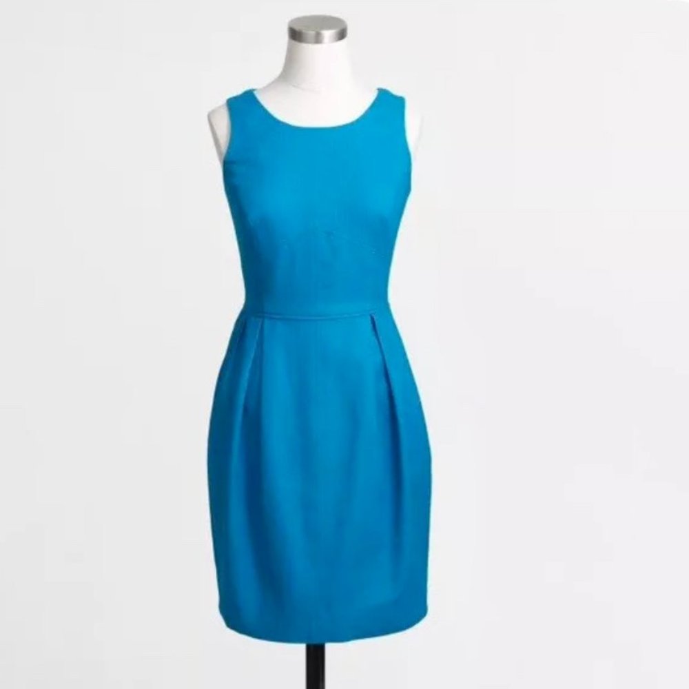 J. Crew Factory Sheath Dress in Teal Cotton, size 2